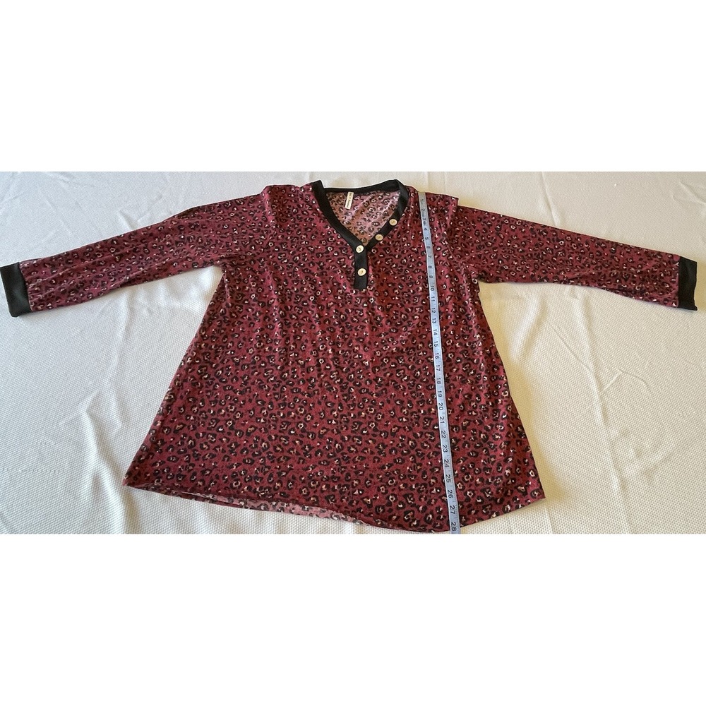 Now N Forever Womans Mauve Leopard Print with Black Outline Long Sleeve Size 2x - Picture 9 of 10